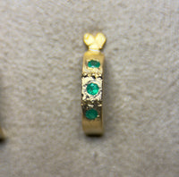 Colombian Emerald Semi Hoops in 18 ct Gold (Pair)