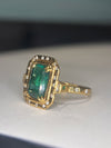 4.26 Cts Emerald Cut Art Deco 18 Ct Gold Ring with diamonds