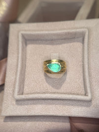 2.5 Cts Paraiba Cabochon Cigar Ring Band 18 Ct Yellow Gold