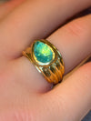 2.5 Cts Paraiba Cabochon Cigar Ring Band 18 Ct Yellow Gold