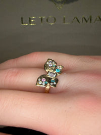 “Happiness” Butterfly Ring Sapphires, Paraibas and Diamonds in 18 Ct Gold (Available at Tomfoolery London)