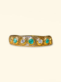 Brazilian Paraiba Tourmalines Neon Blue and Diamonds Band 18 Ct Gold