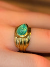 2.5 Cts Paraiba Cabochon Cigar Ring Band 18 Ct Yellow Gold