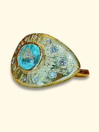 1 Cts Paraiba Eye Ring with Diamonds 18 Ct Gold  (Available at Madlords, Paris)