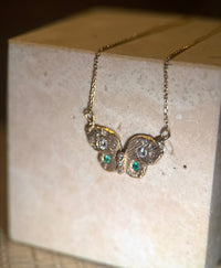 Butterfly Necklace with Diamonds and Colombian Emeralds