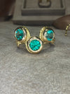 Three Colombian Emeralds Snake Ring 18 Ct Yellow Gold