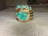 2.5 Cts Paraiba Cabochon Cigar Ring Band 18 Ct Yellow Gold
