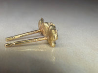 Microsculpted Colombian Emerald and Ruby Mini Studs in 18 Ct Yellow Gold (Pair)