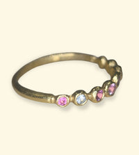 Purple Pastel Pink Purple Sapphires Bubble Band 18 Ct Yellow Gold
