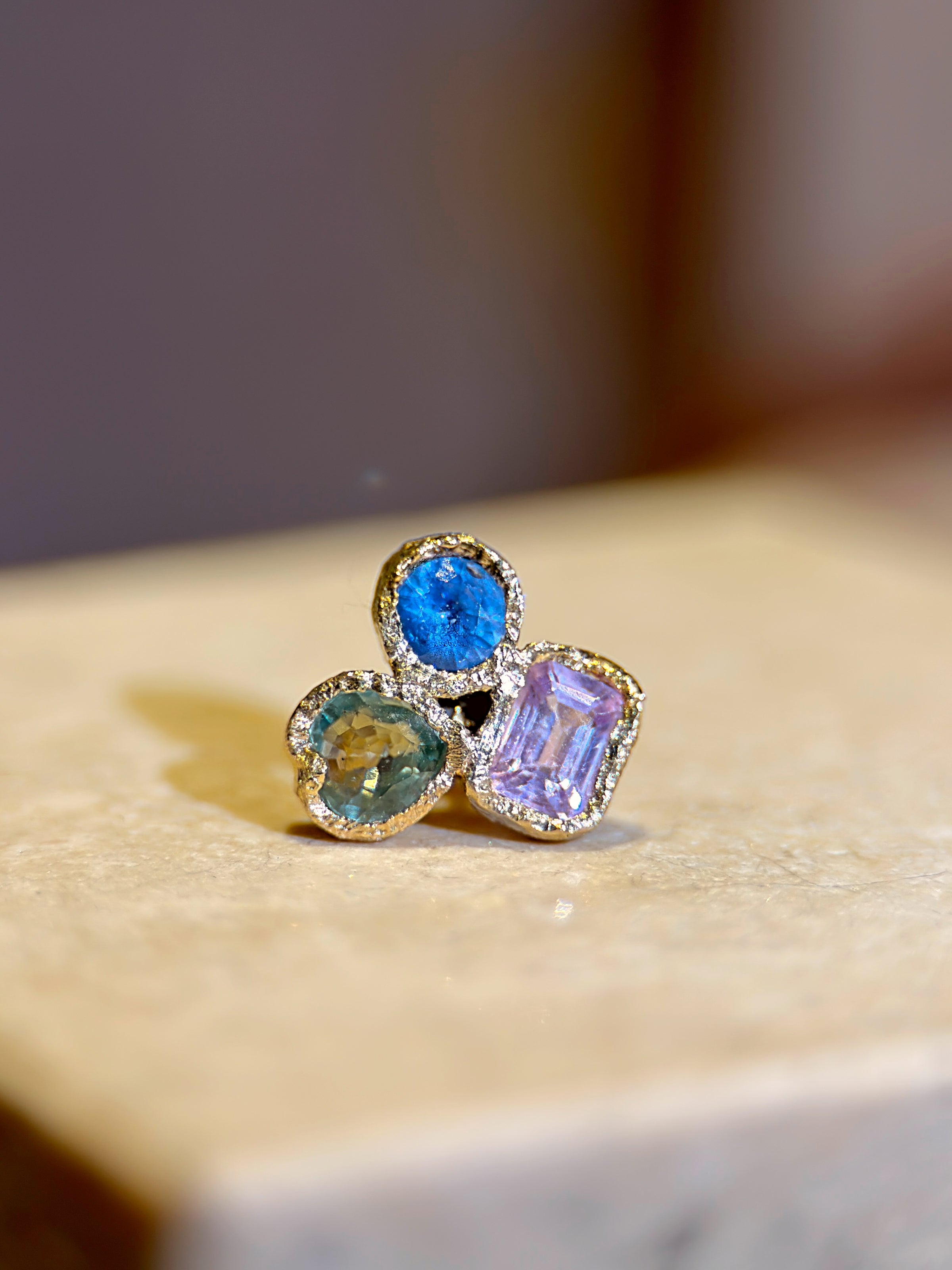 Abstract Puzzle  Mismatched Sapphire Earrings (Pair)