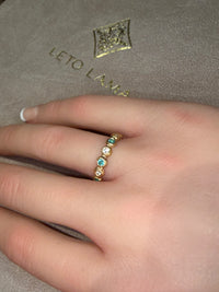 Paraiba and Diamonds Bubble Band 18 Ct Gold