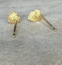 (Collected - Bespoke Variations available) Bezel Set Wobbly Baby Mini Emerald Heart Studs 18 Ct Gold (Pair)