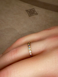 Purple Pastel Pink Purple Sapphires Bubble Band 18 Ct Yellow Gold