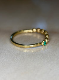 Colombian Emeralds and Diamonds Bubble Band 18 Ct Yellow Gold