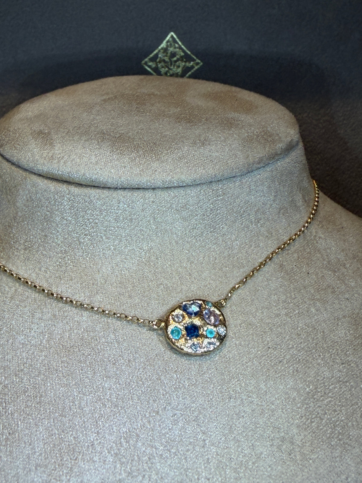 Ocean Cluster Paraiba Tourmalines Blue Sapphires Diamonds Necklace 18 Ct Gold