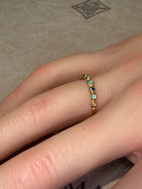 Ocean Bubbles Ring Band Sapphires Paraibas Emerald and Diamonds in 18 Ct Gold