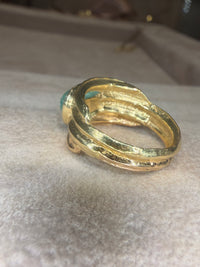 2.5 Cts Paraiba Cabochon Cigar Ring Band 18 Ct Yellow Gold