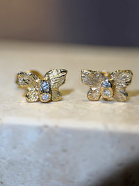 Baby Butterfly Diamonds Studs 18 Ct Yellow Gold (Pair) (Available at Stardust 101 Walton Street, London)