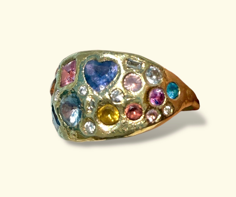 “Galaxy” Dome Abstract Cocktail Ring 18 Ct Gold  (Available at Madlords, Paris)