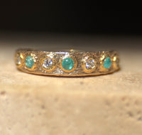 Brazilian Paraiba Tourmalines Neon Blue and Diamonds Band 18 Ct Gold