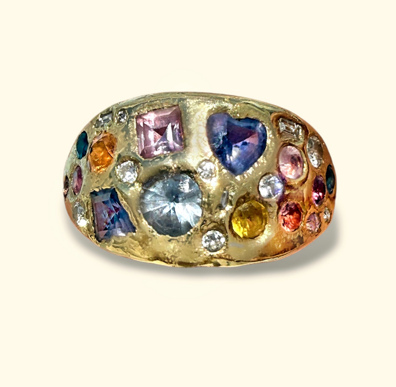 “Galaxy” Dome Abstract Cocktail Ring 18 Ct Gold  (Available at Madlords, Paris)