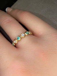 Paraiba and Diamonds Bubble Band 18 Ct Gold