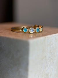 Paraiba and Diamonds Bubble Band 18 Ct Gold