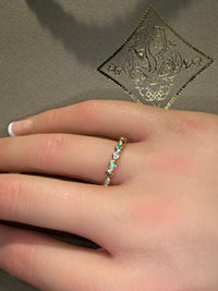 Ocean Bubbles Ring Band Sapphires Paraibas Emerald and Diamonds in 18 Ct Gold