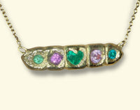 Emerald Heart Paraíba Tourmalines Sapphires Bar necklace in 18 Ct Gold