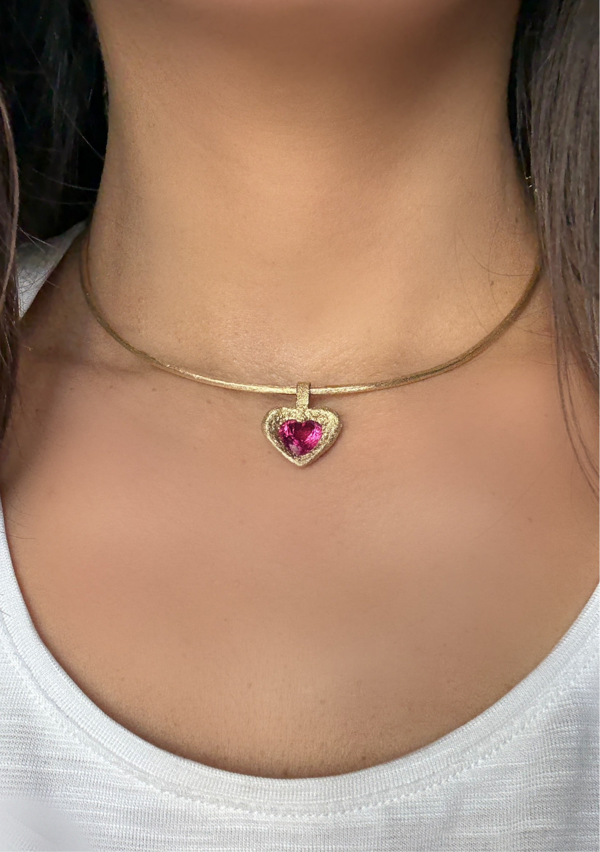 18Ct Gold Torque Wire Chain Pink Sapphire - (Solid) Adjustable Links - Made to order 4-8 weeks