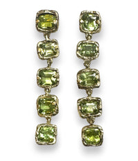 Green Tourmaline Cocktail Party Dangle Earrings 14Ct Gold (Exclusive to Tomfoolery London)