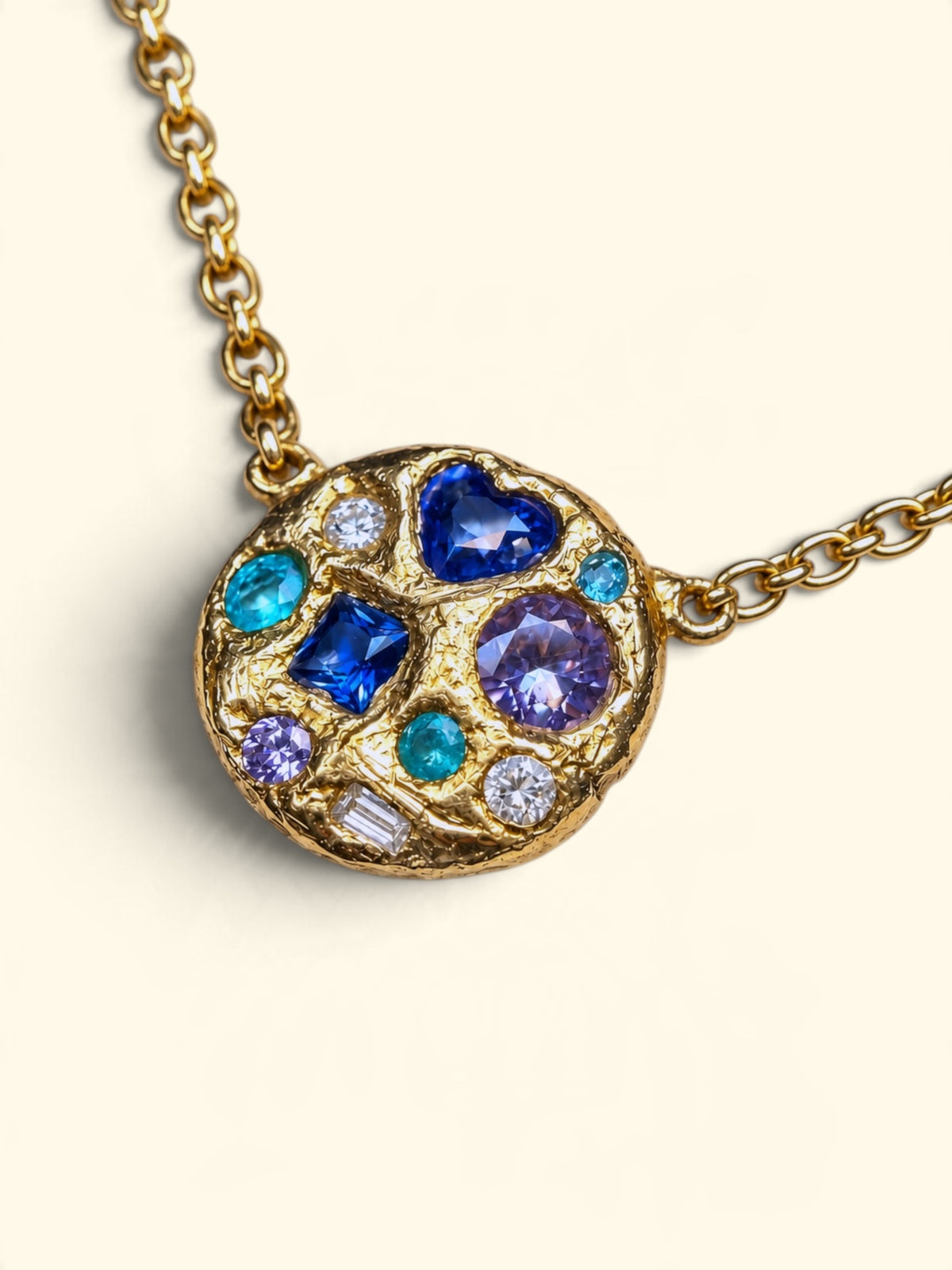 Ocean Cluster Paraiba Tourmalines Blue Sapphires Diamonds Necklace 18 Ct Gold
