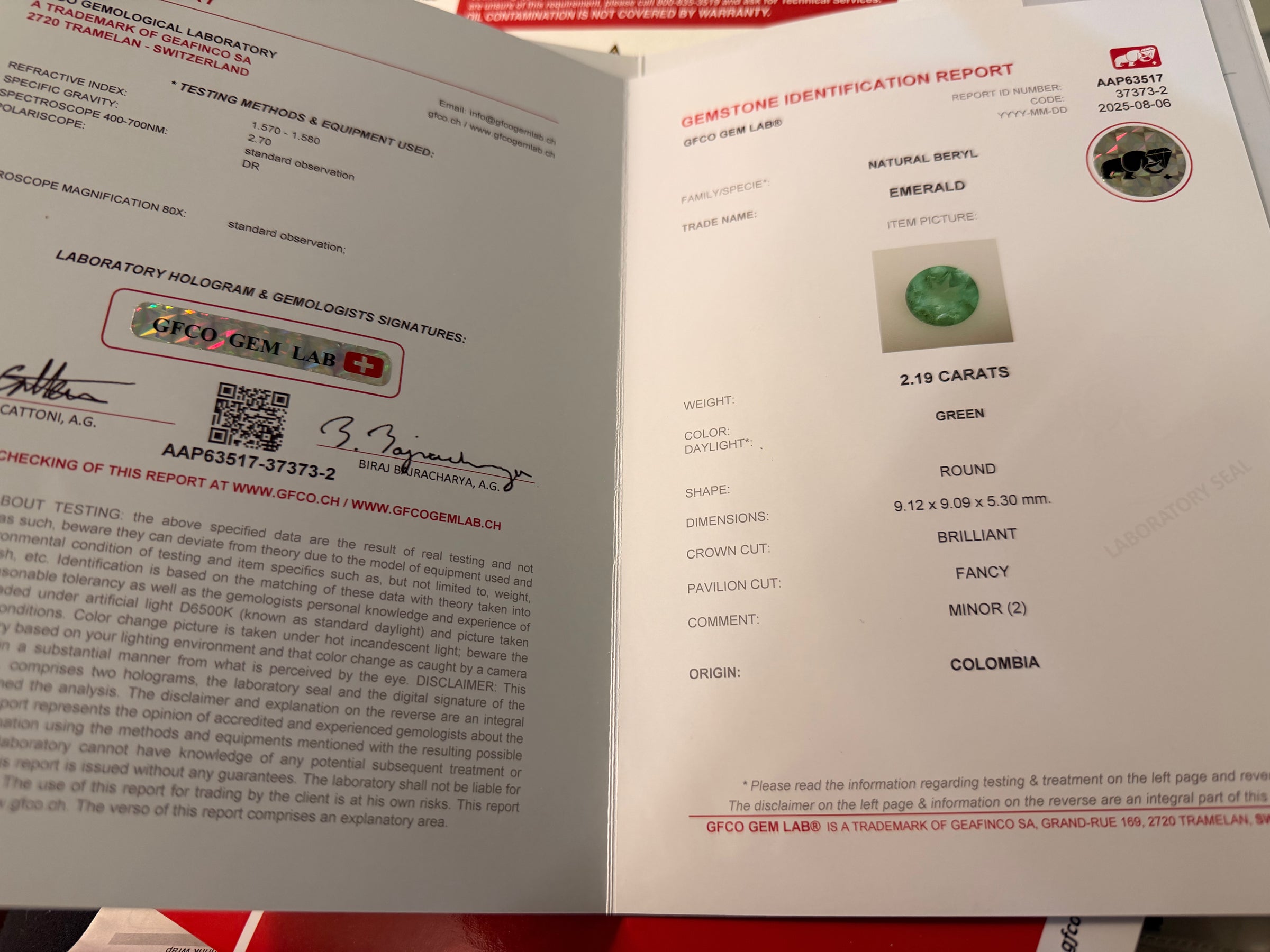 “Esmeralda Eye” Certified 2 Ct Emerald Round Large Evil Eye Wire Torque Collar Necklace 18 Ct Gold