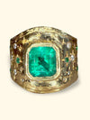 “Esmeralda” Colombian Emerald Cigar Ring Band GIA certified 1.48 Cts with Emeralds and Diamonds