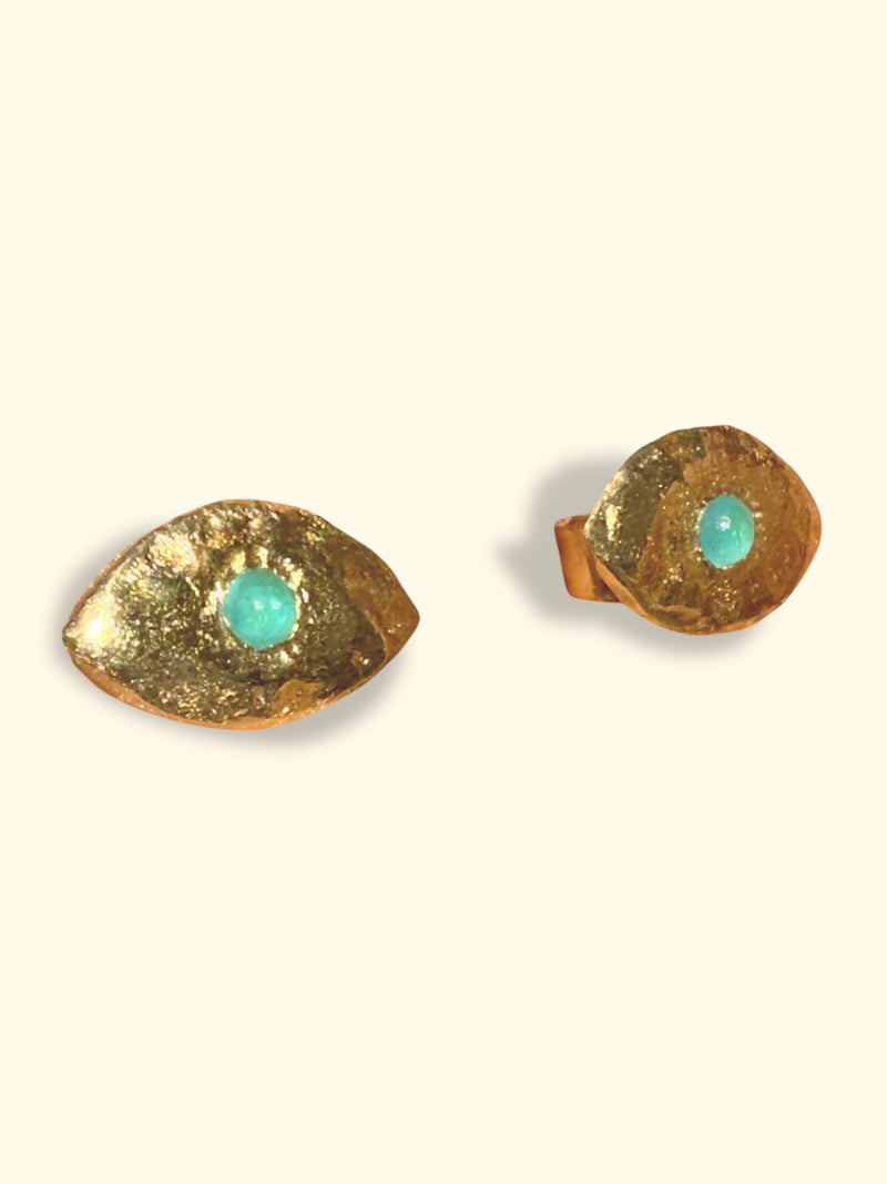 Brazilian Neon Blue Paraiba Tourmaline Princess Eye Stud Earrings (Pair)  (Available at Madlords, Paris)