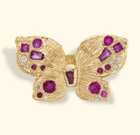 Rubies butterfly ring with Diamonds in 18 Ct Gold (Available At Tomfoolery London)