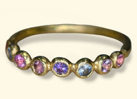 Purple Pastel Pink Purple Sapphires Bubble Band 18 Ct Yellow Gold