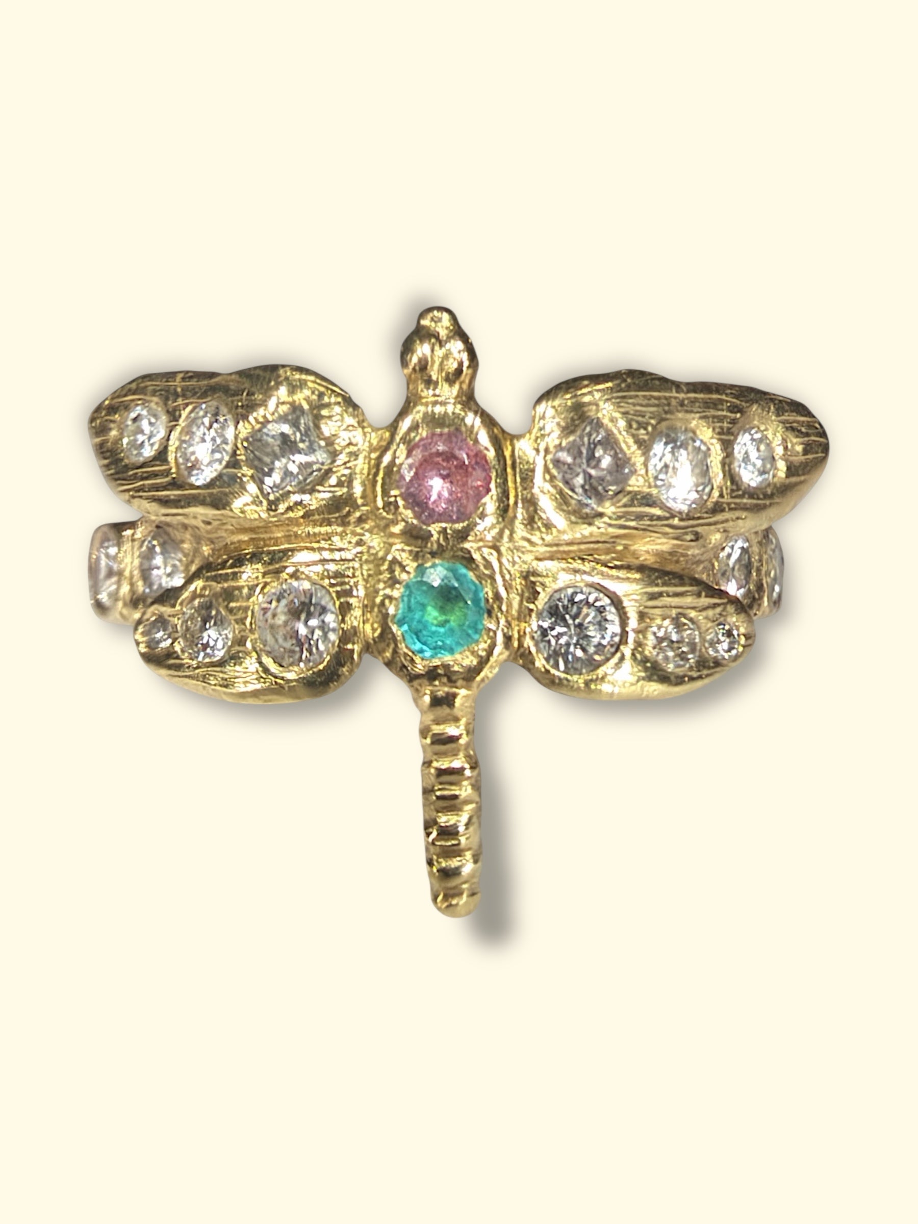 Dragonfly Diamonds Paraiba and Pink Sapphire 18 Ct Gold Ring