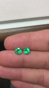 Loose Vibrant Green Natural Colombian Emerald Rounds for Earrings or Studs 6.5 mm (Pair)