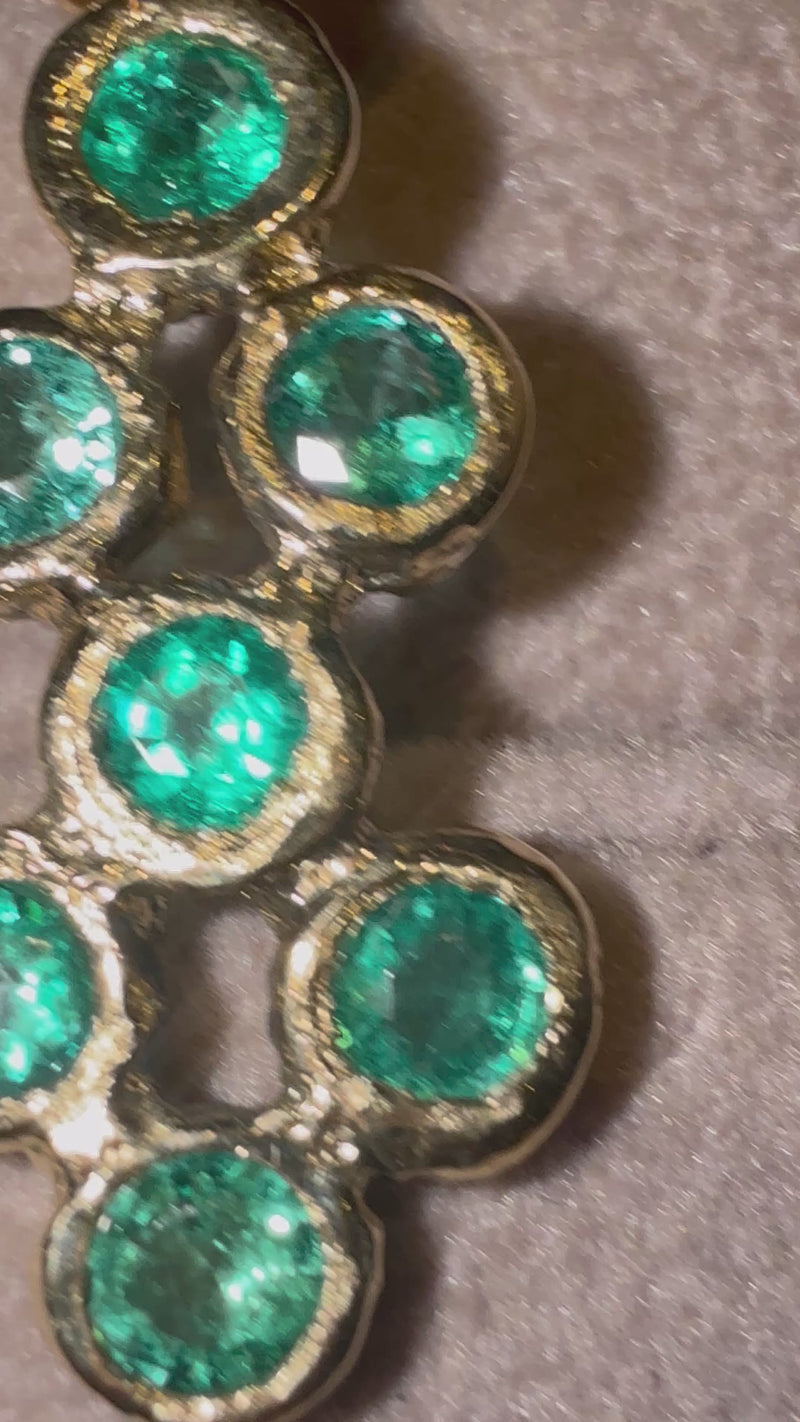 Pebbles Emerald Bezel Set Earrings with Diamonds 18 Ct Gold